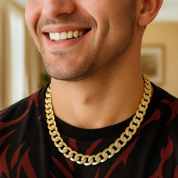 Size: 24'' - 14k Two Tone Gold Pave Curb Chain (12.18 mm) P150-02883-24