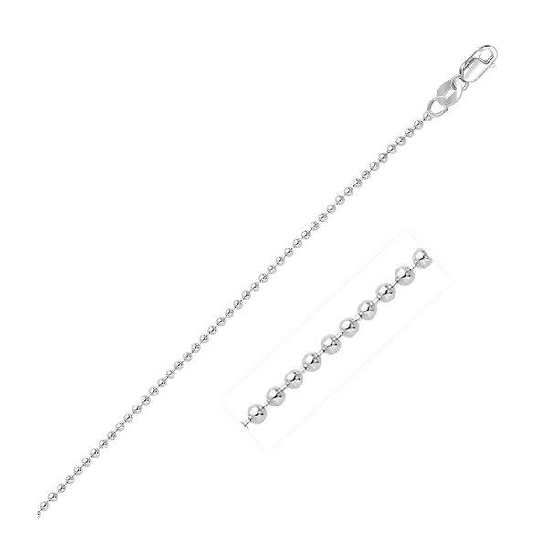 Size: 16'' - 14k White Gold Bead Chain 1.5mm (1.50 mm) P150-76364-16