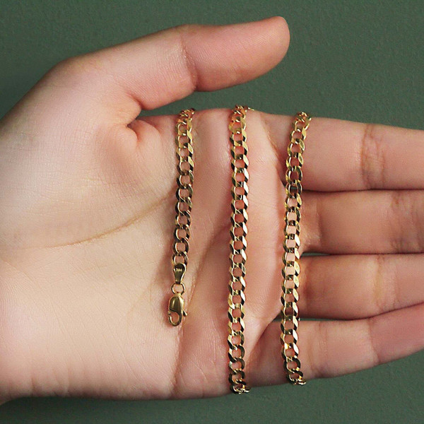 Size: 20'' - 14k Yellow Gold Solid Curb Chain (4.70 mm) P150-47636-20
