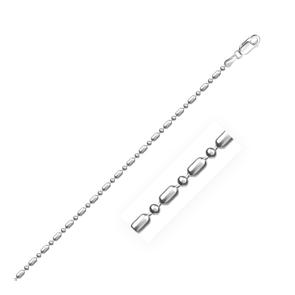 Size: 18'' - 14k White Gold Diamond-Cut Alternating Bead Chain (1.30 mm) P150-59452-18