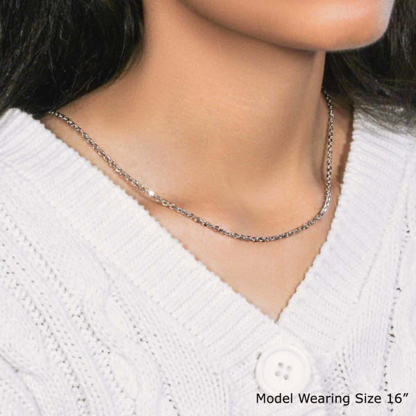 Size: 18 - 18k White Gold Diamond Cut Cable Link Chain (2.60 mm) P150-93434-18