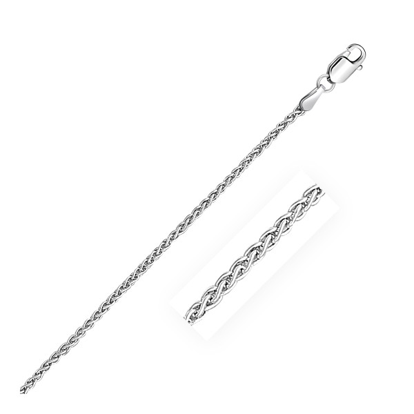 Size: 22'' - 14k White Gold Round Wheat Chain (2.10 mm) P150-54090-22