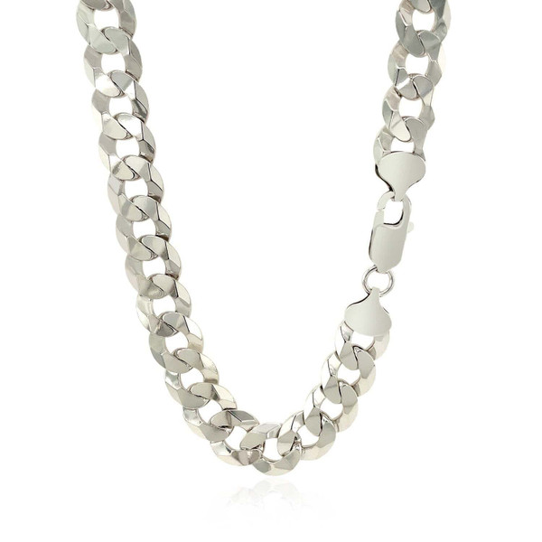 Size: 24'' - Rhodium Plated Sterling Silver Curb Style Chain (10.20 mm) P150-72706-24