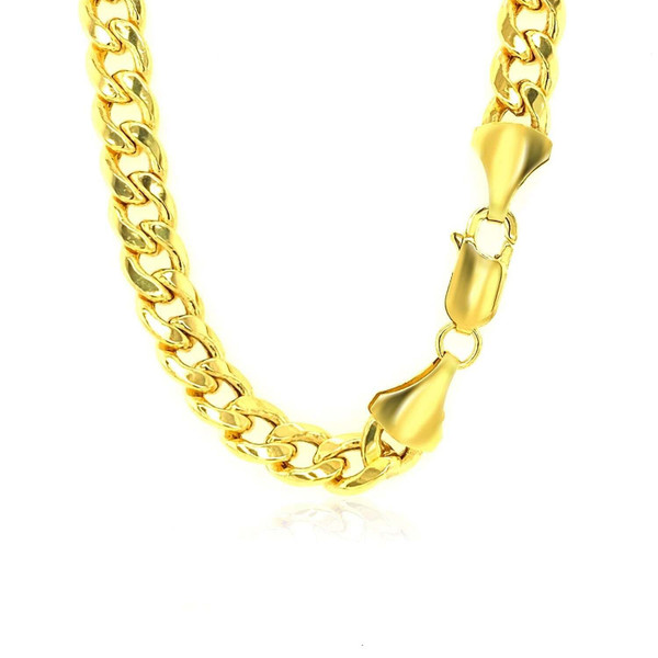 Size: 22'' - 14k Yellow Gold Miami Cuban Semi Solid Chain (7.00 mm) P150-44096-22