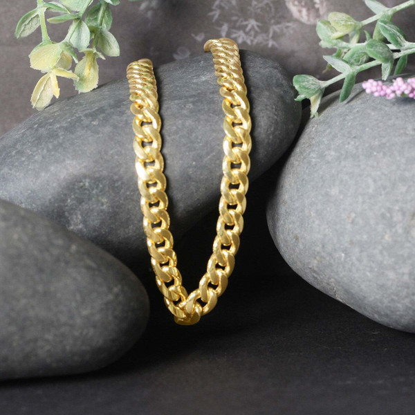 Size: 22'' - 14k Yellow Gold Miami Cuban Semi Solid Chain (7.00 mm) P150-44096-22
