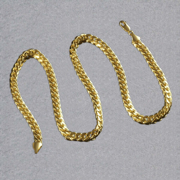 Size: 22'' - 14k Yellow Gold Miami Cuban Semi Solid Chain (7.00 mm) P150-44096-22