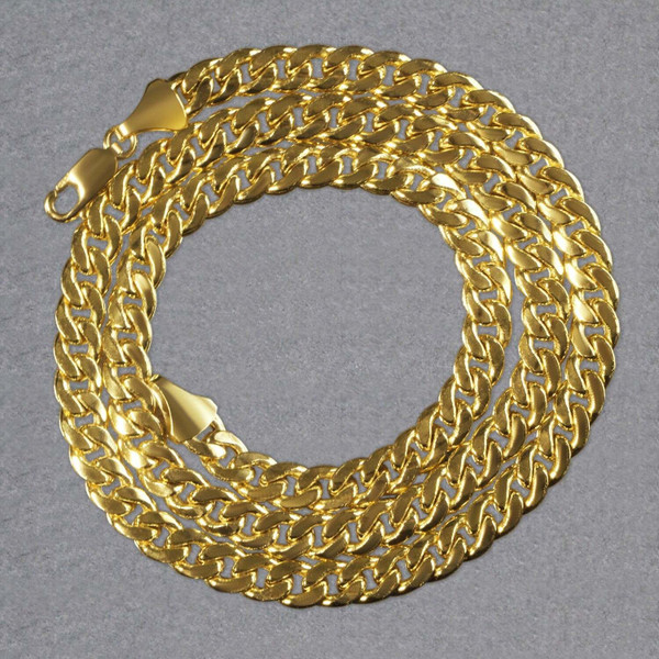Size: 22'' - 14k Yellow Gold Miami Cuban Semi Solid Chain (7.00 mm) P150-44096-22