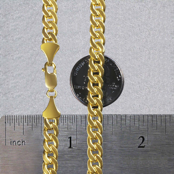 Size: 22'' - 14k Yellow Gold Miami Cuban Semi Solid Chain (7.00 mm) P150-44096-22