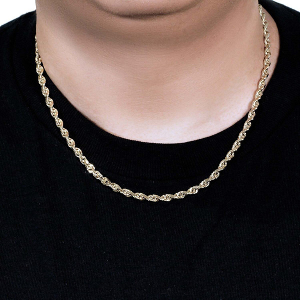 Size: 20'' - 10k Yellow Gold Solid Diamond Cut Rope Chain (5.00 mm) P150-31674-20