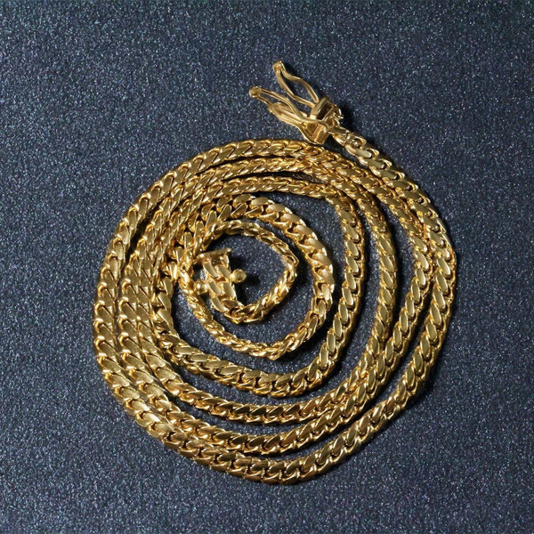 Size: 18 - 14k Yellow Gold Classic Solid Miami Cuban Chain (3.20 mm) P150-00785-18