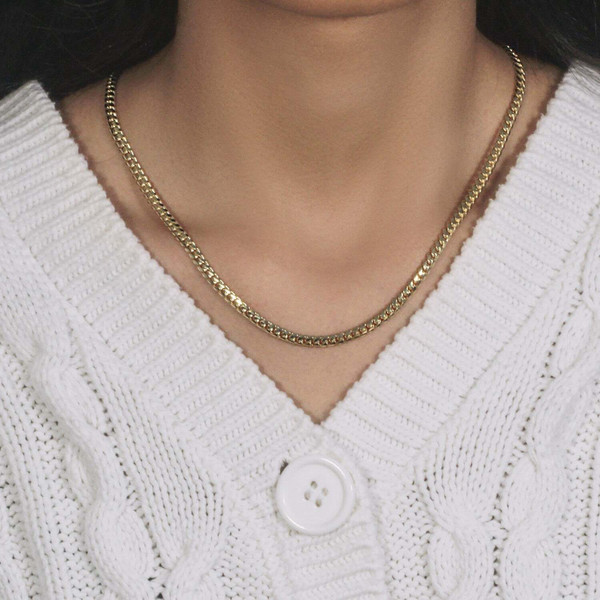 Size: 22'' - 3.9mm 10k Yellow Gold Classic Miami Cuban Solid Chain P150-46884-22