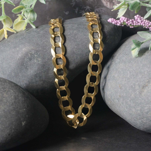 Size: 20'' - 14k Yellow Gold Solid Curb Chain (8.20 mm) P150-94977-20