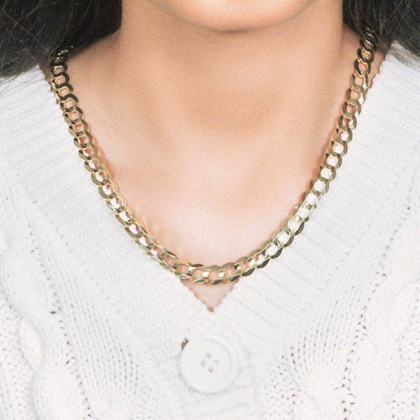 Size: 20'' - 14k Yellow Gold Solid Curb Chain (8.20 mm) P150-94977-20