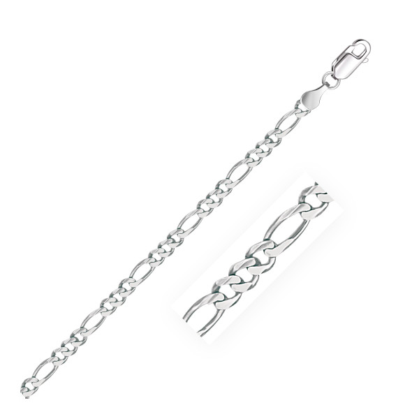 Size: 20'' - 14k White Gold Solid Figaro Chain (3.80 mm) P150-78364-20