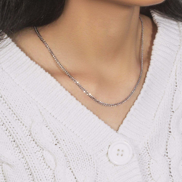Size: 16'' - 14k White Gold Solid Curb Chain (2.60 mm) P150-07460-16
