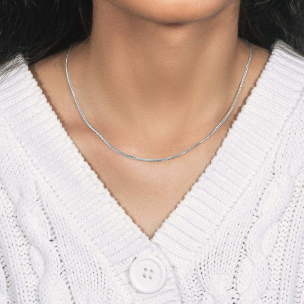 Size: 16'' - 14k White Gold Foxtail Chain (1.00 mm) P150-57887-16
