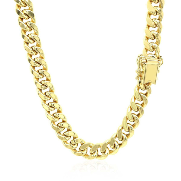 Size: 24'' - 10k Yellow Gold Semi Solid Miami Cuban Chain (7.20 mm) P150-64330-24