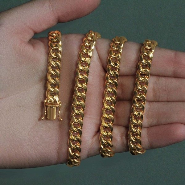 Size: 24'' - 10k Yellow Gold Semi Solid Miami Cuban Chain (7.20 mm) P150-64330-24