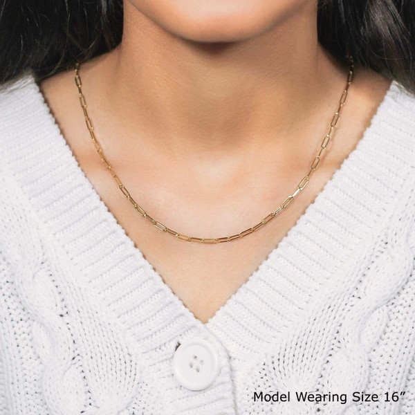 Size: 18 - 18K Yellow Gold Paperclip Chain (2.50 mm) P150-18046-18