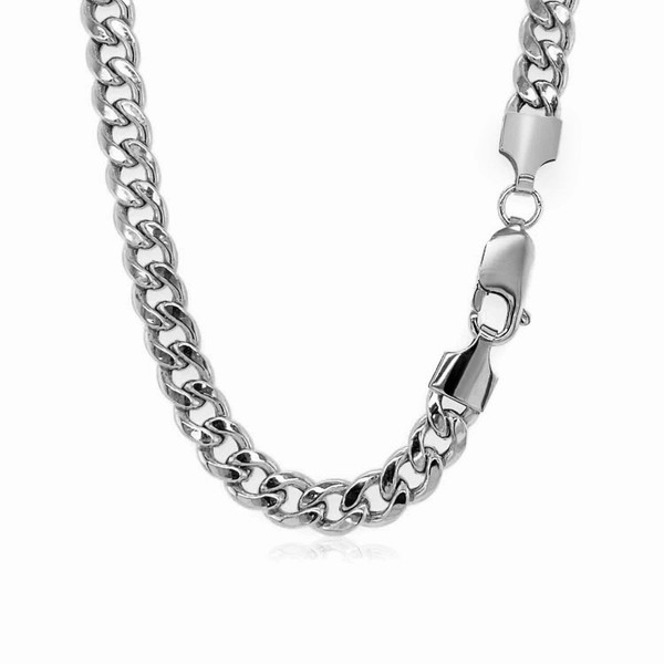 Size: 22'' - 14k White Gold Miami Cuban Semi Solid Chain (5.50 mm) P150-73834-22