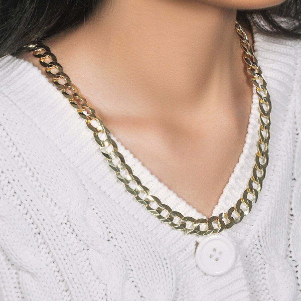 Size: 24'' - Solid Curb Chain in 14k Yellow Gold (11.23 mm) P150-46603-24