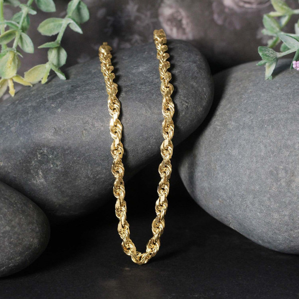 Size: 20'' - 14k Yellow Gold Solid Diamond Cut Rope Chain (5.00 mm) P150-00895-20