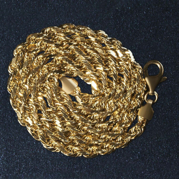 Size: 20'' - 14k Yellow Gold Solid Diamond Cut Rope Chain (5.00 mm) P150-00895-20