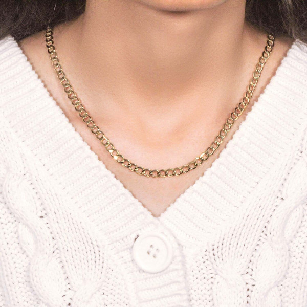 Size: 20'' - 10k Yellow Gold Curb Chain (5.30 mm) P150-03960-20