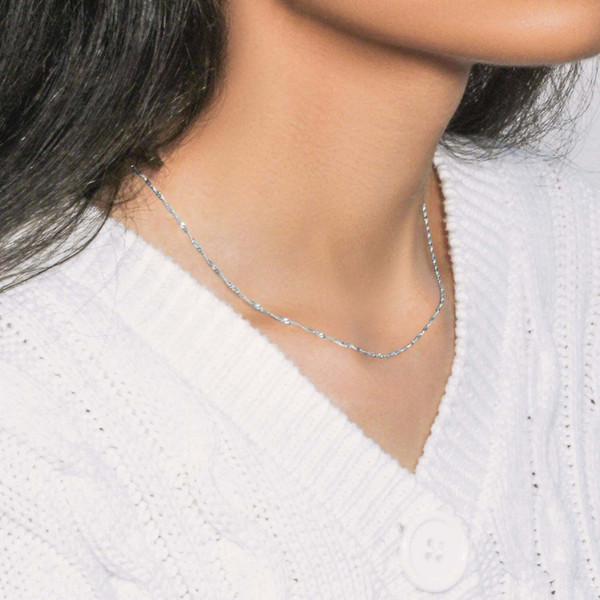 Size: 16'' - 14k White Gold Singapore Chain (1.30 mm) P150-48171-16