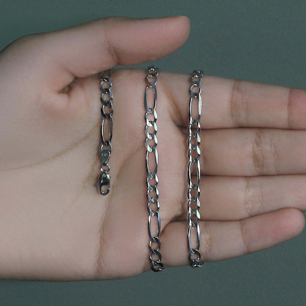 Size: 18'' - 14k White Gold Solid Figaro Chain (4.50 mm) P150-98262-18