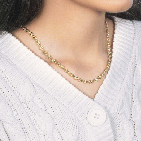 Size: 18'' - 14k Yellow Gold Puffed Mariner Link Chain (4.70 mm) P150-39666-18