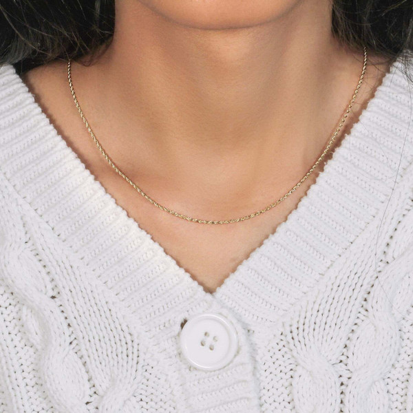Size: 16'' - 10k Yellow Gold Solid Diamond Cut Rope Chain (1.40 mm) P150-68674-16