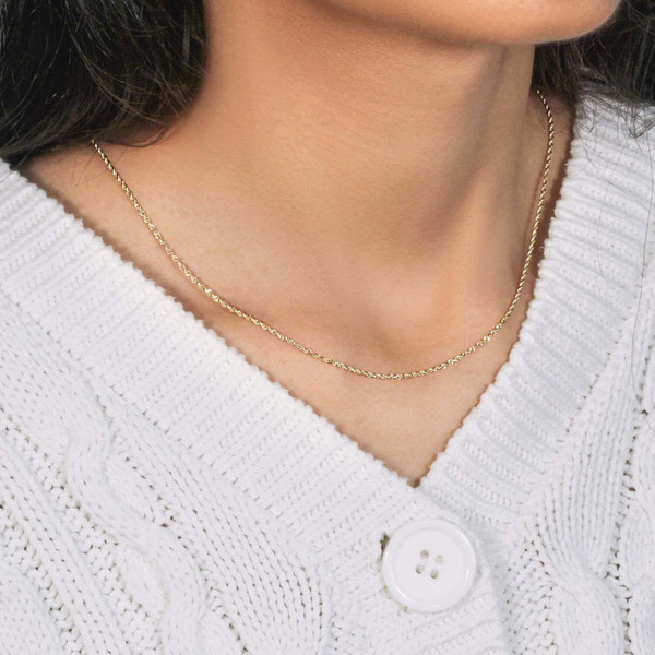 Size: 16'' - 10k Yellow Gold Solid Diamond Cut Rope Chain (1.40 mm) P150-68674-16