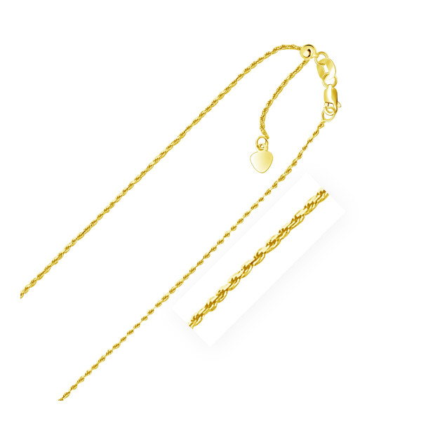 Size: 22'' - 10k Yellow Gold Adjustable Rope Chain (0.95 mm) P150-48649-22