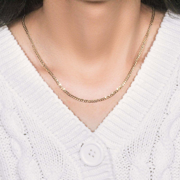 Size: 16'' - 14k Yellow Gold Solid Curb Chain (2.60 mm) P150-46160-16