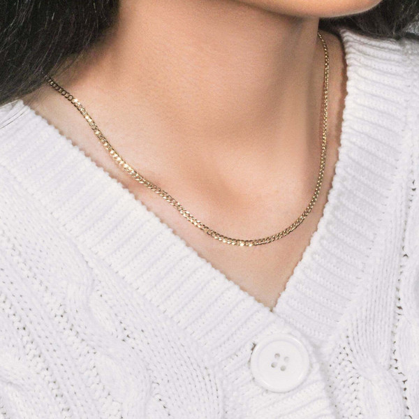 Size: 16'' - 14k Yellow Gold Solid Curb Chain (2.60 mm) P150-46160-16