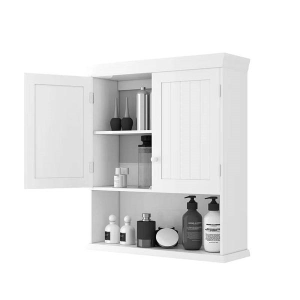 Bathroom Wall Mount Medicine Cabinet with Open Storage Shelf in White Q280-TWBCSM792588713