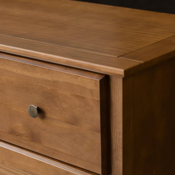 Farmhouse Solid Pine Wood 6 Drawer Dresser in Walnut Finish Q280-FHWA6688