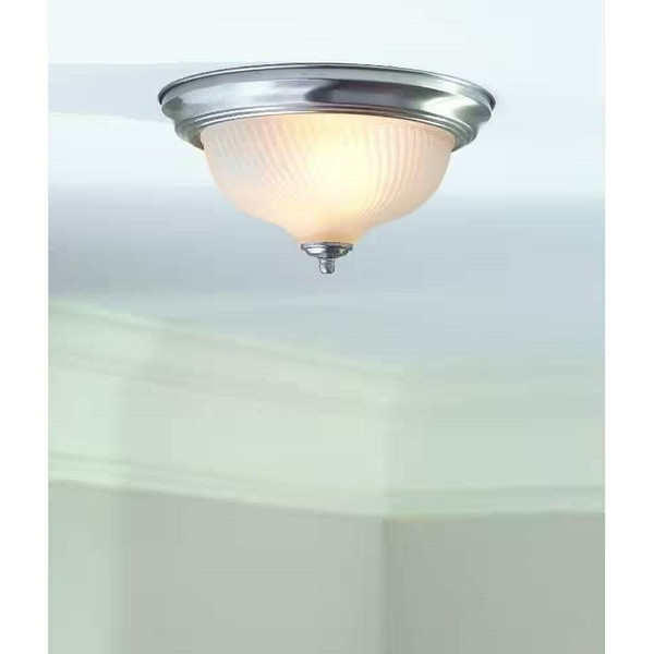Round 11-inch Brushed Nickel Flush Mount Ceiling Light with Frosted Glass Shade Q280-BNFSGE149728531
