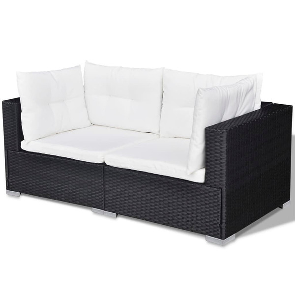 10 Piece Patio Lounge Set with Cushions Poly Rattan Black A949-42104