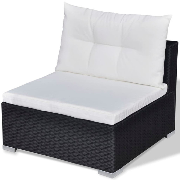 10 Piece Patio Lounge Set with Cushions Poly Rattan Black A949-42104