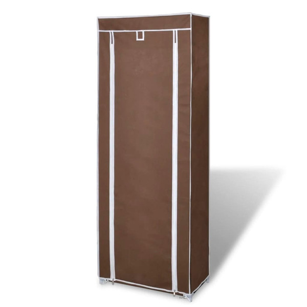Fabric Shoe Cabinet with Cover 22" x 11" x 64" Brown A949-240492