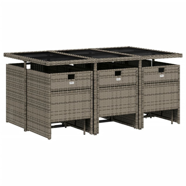  11 Piece Patio Dining Set with Cushions Gray Poly Rattan A949-3277735