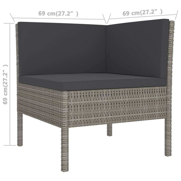  11 Piece Patio Lounge Set with Cushions Poly Rattan Gray A949-3094494