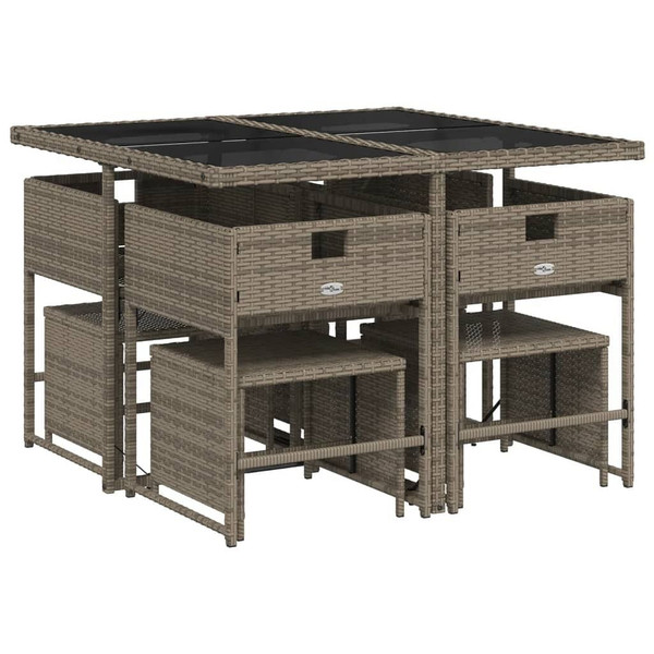  9 Piece Patio Dining Set with Cushions Gray Poly Rattan A949-3278083