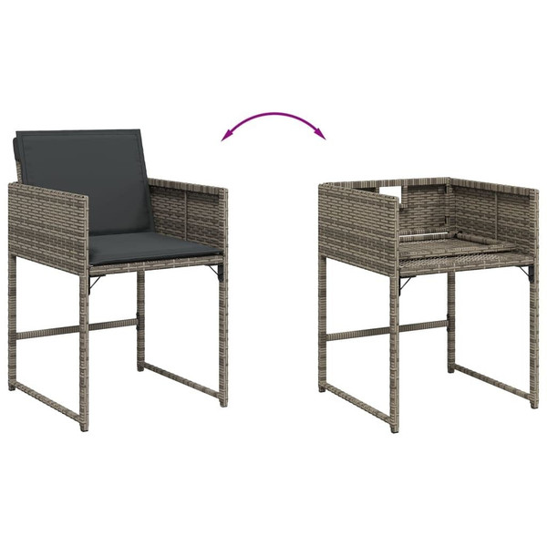  9 Piece Patio Dining Set with Cushions Gray Poly Rattan A949-3278083