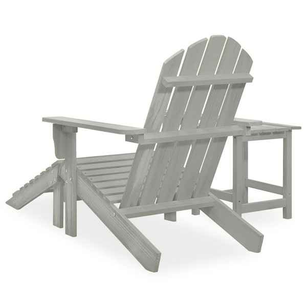  Patio Adirondack Chair with Ottoman&Table Solid Fir Wood Gray A949-315930