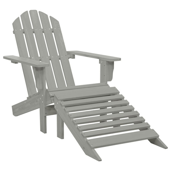  Patio Adirondack Chair with Ottoman&Table Solid Fir Wood Gray A949-315930