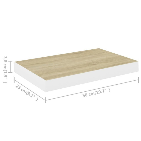  Floating Wall Shelves 4 pcs Oak and White 19.7"x9.1"x1.5" MDF A949-326575