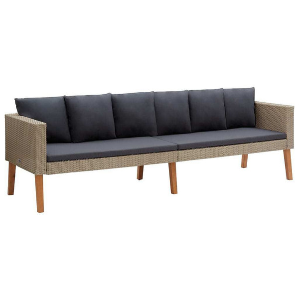 2 Piece Patio Lounge Set with Cushions Poly Rattan Beige A949-3059329